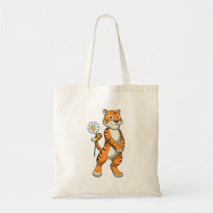 Tijger met Daisy Flower Tote Bag