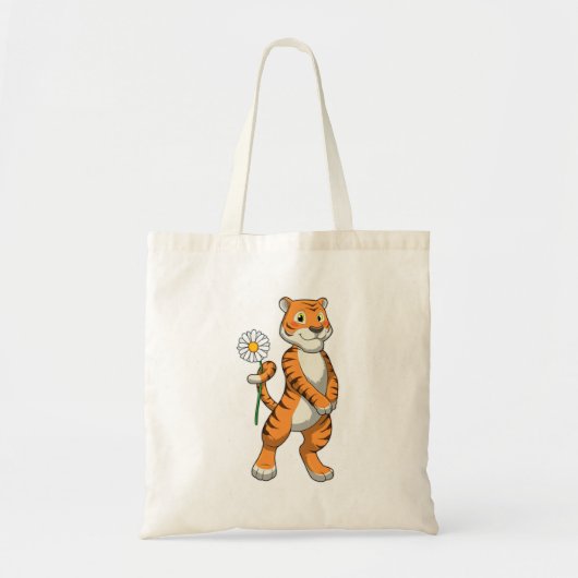 Tijger met Daisy Flower Tote Bag (Voorkant)