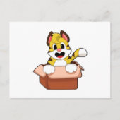 Tijger met doos briefkaart (Voorkant)