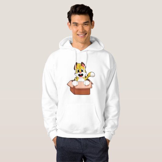 Tijger met doos hoodie (Voorkant volledig)