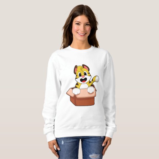 Tijger met doos trui (Voorkant volledig)