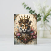 Tijger met een kroon briefkaart (Staand voorkant)