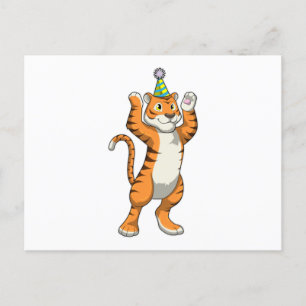 Tijger met feesthoed Feest Briefkaart