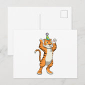 Tijger met feesthoed Feest Briefkaart (Voorkant / Achterkant)