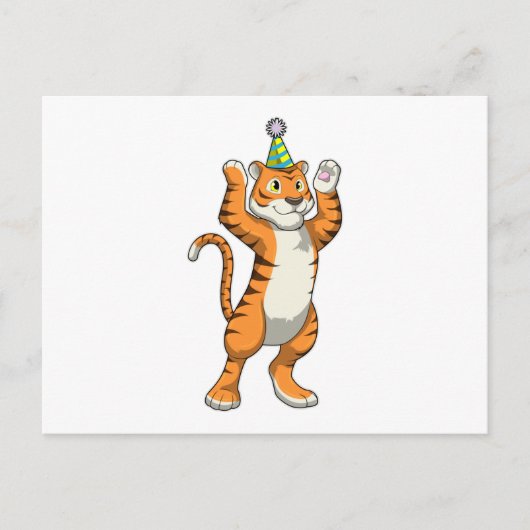 Tijger met feesthoed Feest Briefkaart (Voorkant)