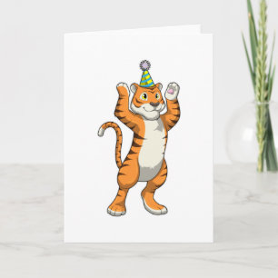 Tijger met feesthoed Feest Kaart