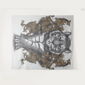 Tijger met Floral Art Deco Extra Large Tapestry Wandkleed (Voorkant (horizontaal))