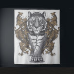 Tijger met Floral Art Deco Extra Large Tapestry Wandkleed<br><div class="desc">Uitstekende vectorillustratie van hoge kwaliteit in grijs en goud van een wandelende tijger omringd door Vlaamse elementen. Als je van de dierentuin houdt, en vooral van Feline zoals Tigers, is dit ontwerp gemaakt voor jou of iemand van je familie! Deze vectorafbeelding van een tijger is afgedrukt op Extra-Grote (88 x...</div>
