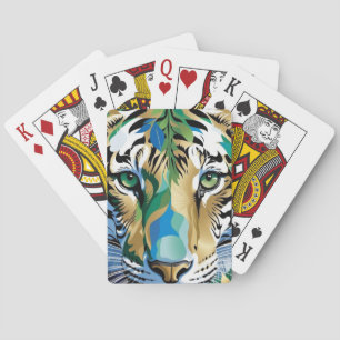 Tijger met groene ogen moderne dierenkunst pokerkaarten