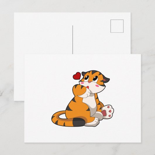 Tijger met hart briefkaart (Voorkant / Achterkant)