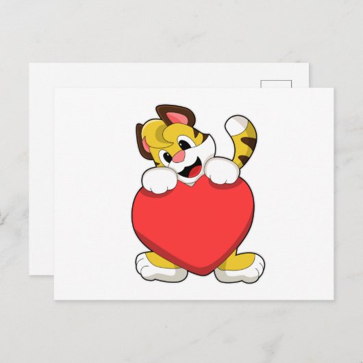 Tijger met Hart Briefkaart (Voorkant / Achterkant)