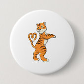 Tijger met hart ronde button 7,6 cm (Voorkant)