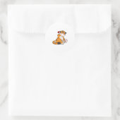 Tijger met hart ronde sticker (Tas)