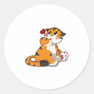 Tijger met hart ronde sticker