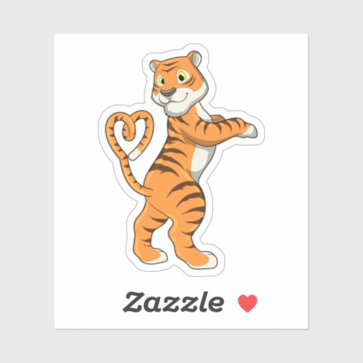 Tijger met hart sticker (Vel)