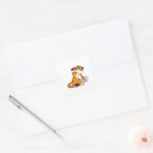 Tijger met hart vierkante sticker (Envelop)