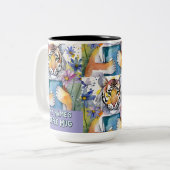 Tijger met het grote boek Two-Tone Coffee Mok (Voorkant links)