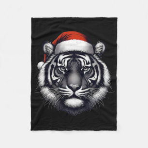 Tijger Met Kerstman Hoed Kerstmis Xmas Liefhebber  Fleece Deken