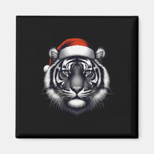 Tijger Met Kerstman Hoed Kerstmis Xmas Liefhebber Magneet