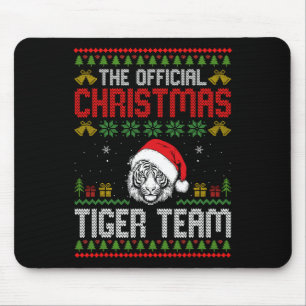 Tijger met kerstmanhoed Kerstlichtjes Prettig Kers Muismat
