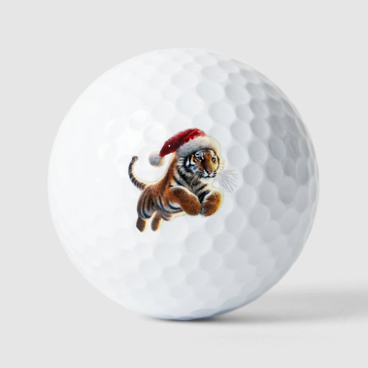 tijger met kerstmuts golfballen (Voorkant)