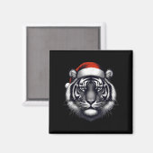 Tijger met kerstmuts kerstmis minnaar dierentuin h magneet (Voorkant / Achterkant)