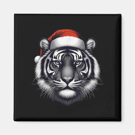 Tijger met kerstmuts kerstmis minnaar dierentuin h magneet (Voorkant)