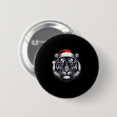 Tijger met kerstmuts kerstmis minnaar dierentuin h ronde button 5,7 cm (Voorkant /achterkant)