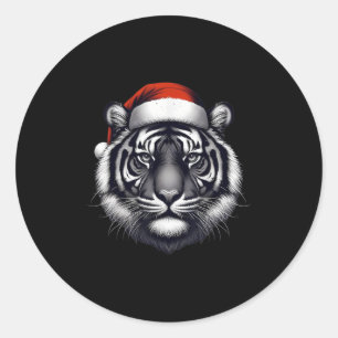 Tijger met kerstmuts kerstmis minnaar dierentuin h ronde sticker
