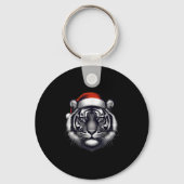 Tijger met kerstmuts kerstmis minnaar dierentuin h sleutelhanger (Voorkant)