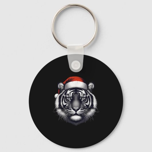 Tijger met kerstmuts kerstmis minnaar dierentuin h sleutelhanger (Voorkant)
