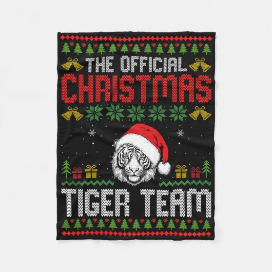 Tijger met kerstmuts Kerstverlichting Prettig Kers Fleece Deken (Voorkant)