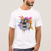 Tijger met kleurrijke plastic Unisex T-shirt (Voorkant)