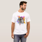 Tijger met kleurrijke plastic Unisex T-shirt (Voorkant volledig)