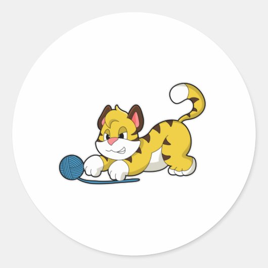 Tijger met kogel van Wollgarens Ronde Sticker (Voorkant)