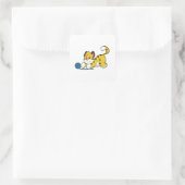 Tijger met kogel van Wollgarens Vierkante Sticker (Tas)