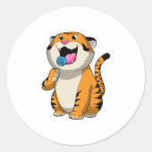 Tijger met Lollipop Ronde Sticker (Voorkant)