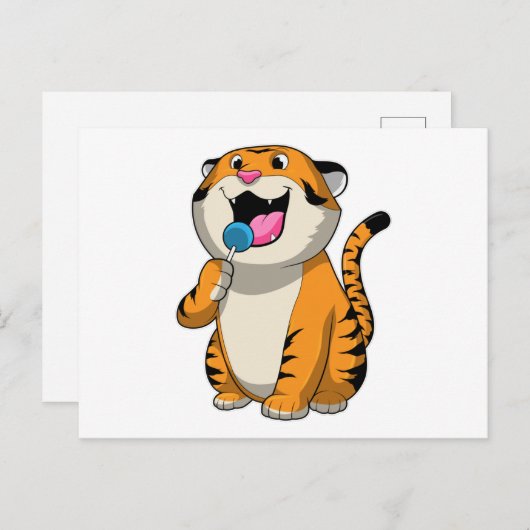 Tijger met Lolly Briefkaart (Voorkant / Achterkant)