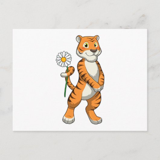 Tijger met madeliefjesbloem briefkaart (Voorkant)