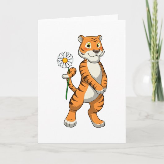 Tijger met madeliefjesbloem kaart (Voorkant)