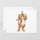 Tijger met partij pet briefkaart (Voorkant / Achterkant)