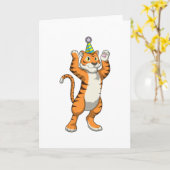 Tijger met partij pet kaart (Gele Bloem)