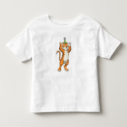 Tijger met partij pet kinder shirts (Voorkant)