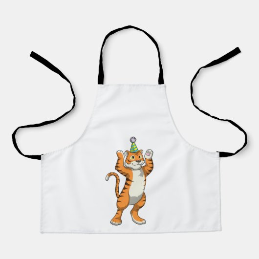Tijger met partij pet schort (Voorkant)
