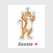 Tijger met partij pet sticker (Vel)