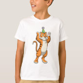 Tijger met partij pet t-shirt (Voorkant)