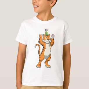 Tijger met partij pet t-shirt