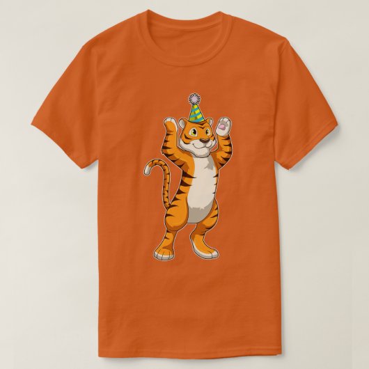 Tijger met partij pet t-shirt (Design voorkant)