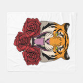 Tijger met Roos Fleece Deken (Voorkant (Horizontaal))