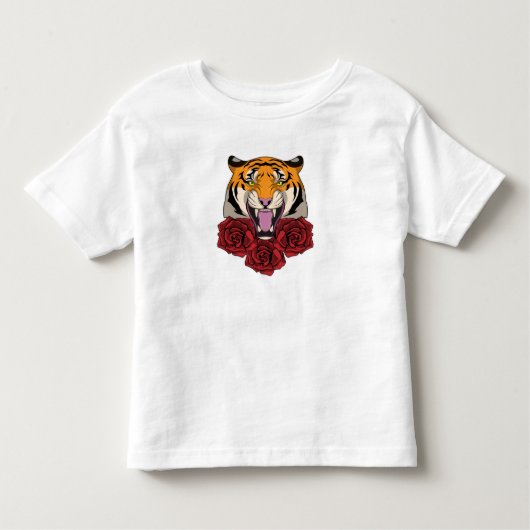 Tijger met Roos Kinder Shirts (Voorkant)